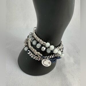 Chloe + Isabel silver tone chain wrap bracelet with glass beads
